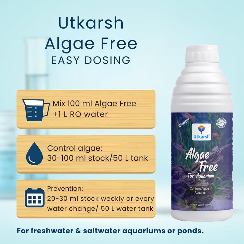Utkarsh Algae Free for Aquarium Tank | Algae Cleaner, Liquid Algae Scraper for Fish Tank and Algae Remover | Set of 3 of 1 Litre; 3 Litre - Image 4
