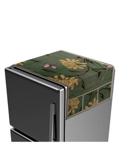 Kuber Industries Kuber Industries Fridge Top Cover | Fridge Top Cover with Pockets | Refrigerator Top Cover for Kitchen | Fridge Top Cover with 6 Utility Pockets | Flower Fridge Cover | Green  - Image 2
