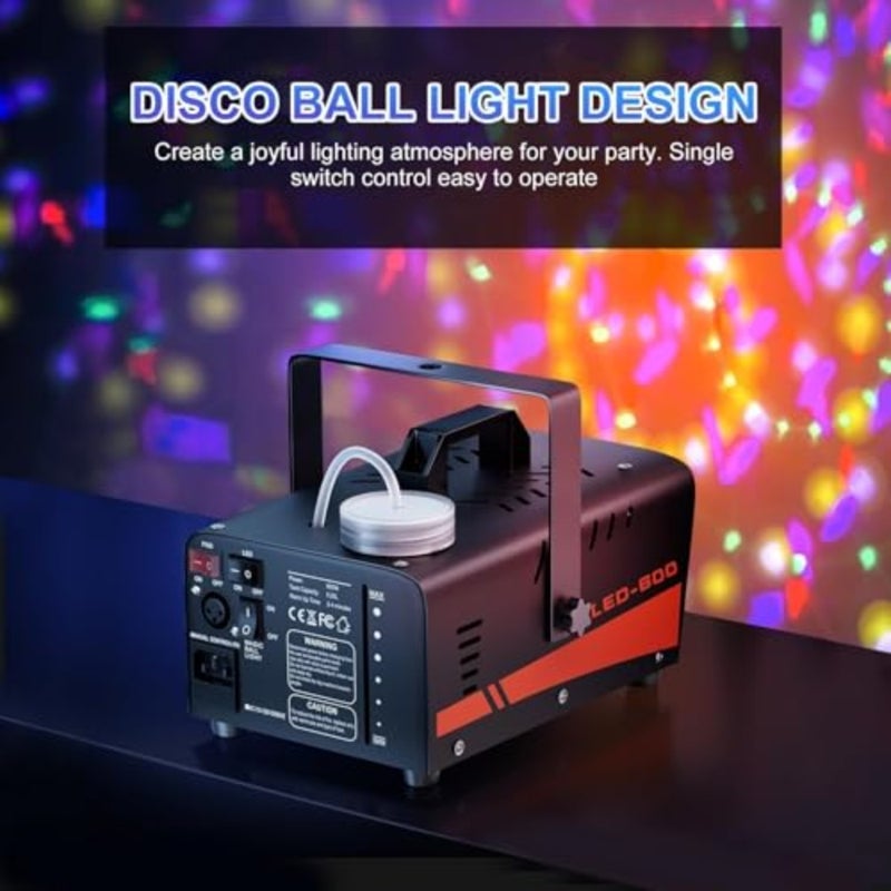 Smoke Machine, Fog Machine with Disco Ball Lights, 600W and 3000CFM with 13 Colorful LED Lights Effect, Wireless Remote Control, Suitable for Indoor, Wedding, Parties, Halloween, and DJ Stage - Image 4