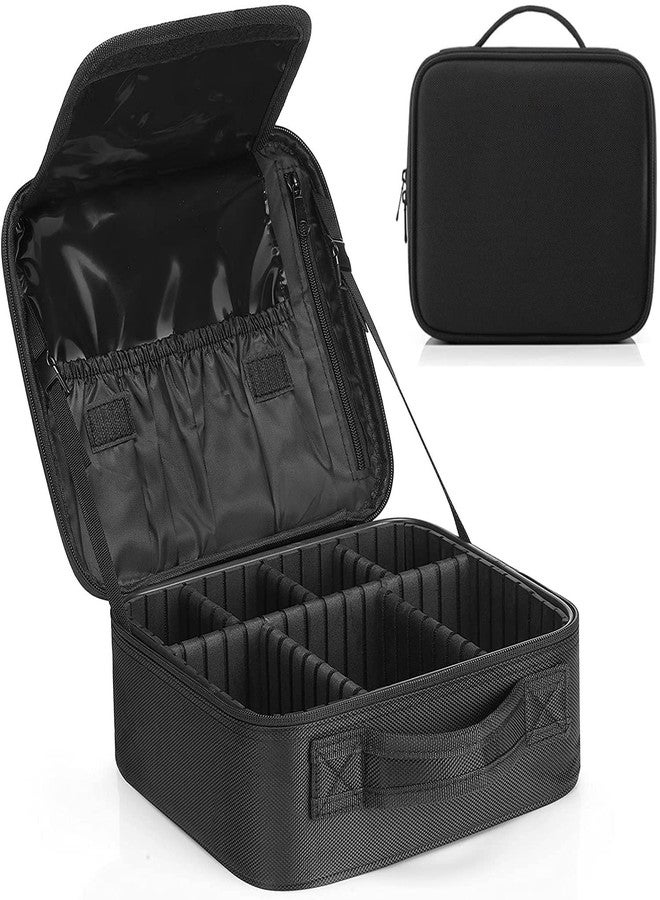 LAFILLETTE Travel Cosmetic Bags, Professional Makeup Case Box Organizer with Adjustable Dividers Compartments for Makeup Brushes Toiletry Jewelry Digital Accessories (10 INCH (1 Layer), Black) - Image 1