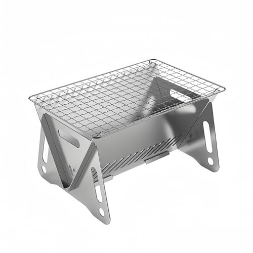 PEFWO Mini Camp Grill Portable Stainless Steel Grill Portable Mini Grill for Outdoor CampingLarge - Image 1