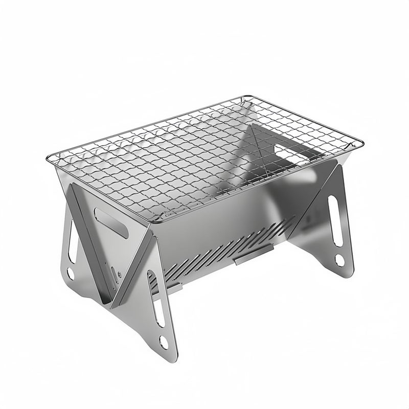 PEFWO Mini Camp Grill Portable Stainless Steel Grill Portable Mini Grill for Outdoor CampingLarge - Image 2