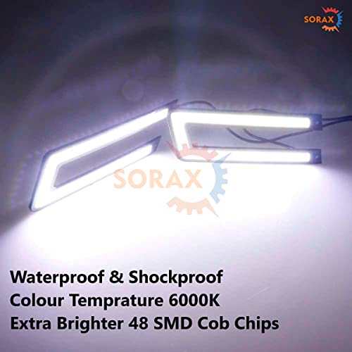 SORAX U Shape COB LED DRL Light White 6000K High Power Brighter Bumper DRL Lights Compatible For All Universal Car (Pack of 2) - Image 2