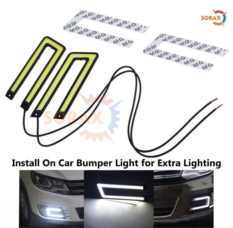 SORAX U Shape COB LED DRL Light White 6000K High Power Brighter Bumper DRL Lights Compatible For All Universal Car (Pack of 2) - Image 3