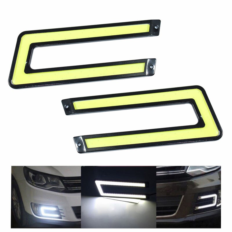 SORAX U Shape COB LED DRL Light White 6000K High Power Brighter Bumper DRL Lights Compatible For All Universal Car (Pack of 2) - Image 5