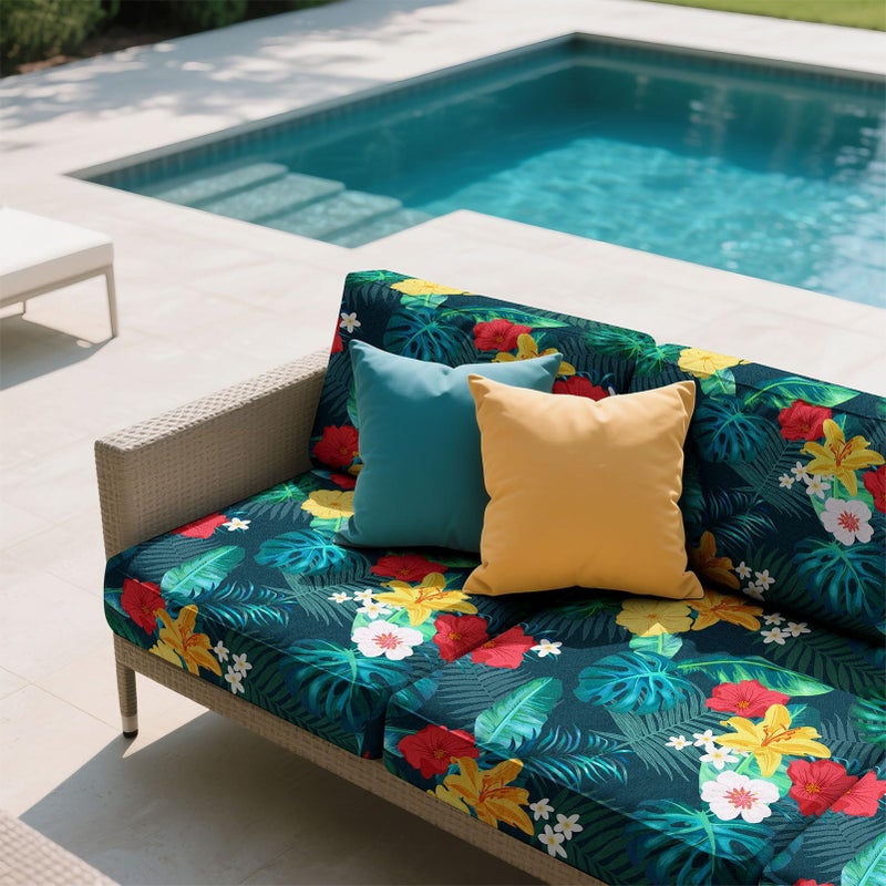 pickyNproud 8Pcs Patio Cushion Covers Stretch Outdoor Couch Cushions Slipcovers Replacement Washable Furniture Protector with Elastic Bottom Sofa Chair Seat Cover, Floral Leaves - Image 4