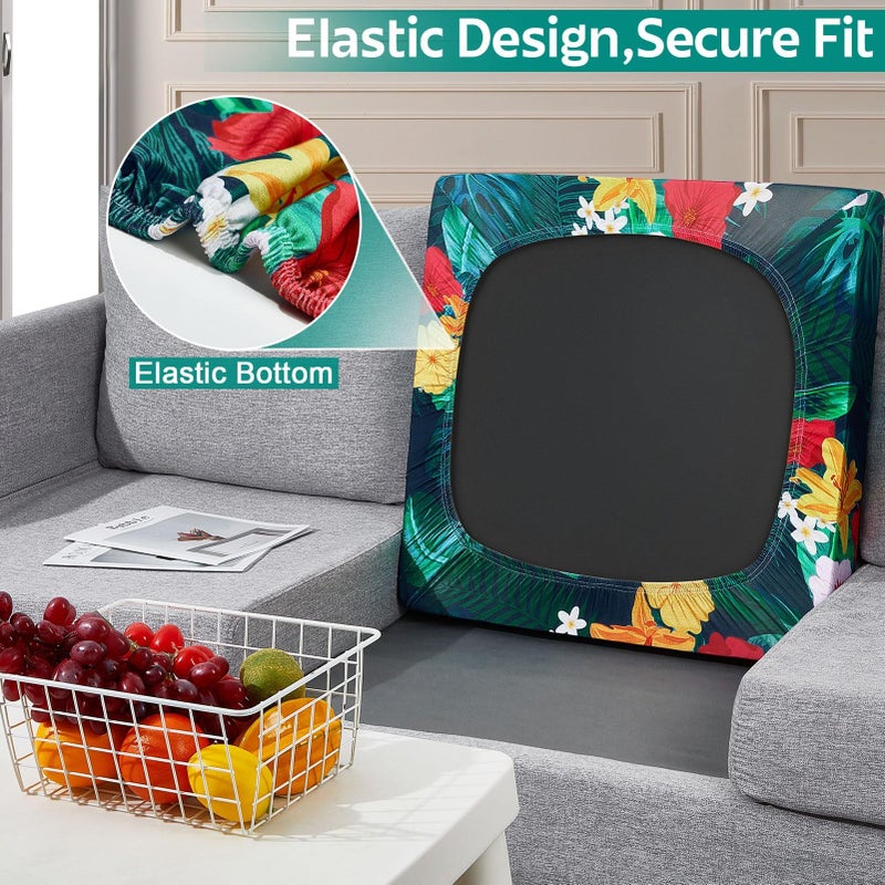 pickyNproud 8Pcs Patio Cushion Covers Stretch Outdoor Couch Cushions Slipcovers Replacement Washable Furniture Protector with Elastic Bottom Sofa Chair Seat Cover, Floral Leaves - Image 3