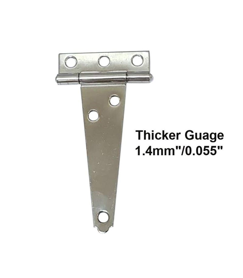 QCAA Stainless Steel Light Tee Hinge, with Stainless Steel Screw, 4" x 2-5/16" x 1.4 mm, Vibrated Stainless Steel, 4 Pack, Made in Taiwan - Image 4
