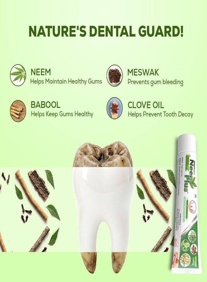 Pil Neem Plus Herbal Dental Gel | Neem toothpaste with Clove, Meswak & Babool | Promotes Fresh Breath & Keep Gum's Healthy (300g, Pack of 3) - Image 3