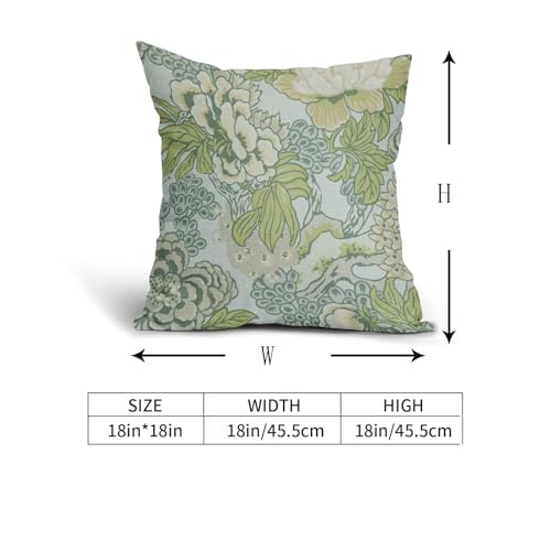 Anyako Sage Green Spring Flower Pillowcase Set of 2 Chinoiserie Floral Throw Pillows Square 20x20 Inch Spring Green Floral Pillow Cushion Covers Farmhouse Decor for Home Living Room Bed Couch Sofa Outdoor - Image 4
