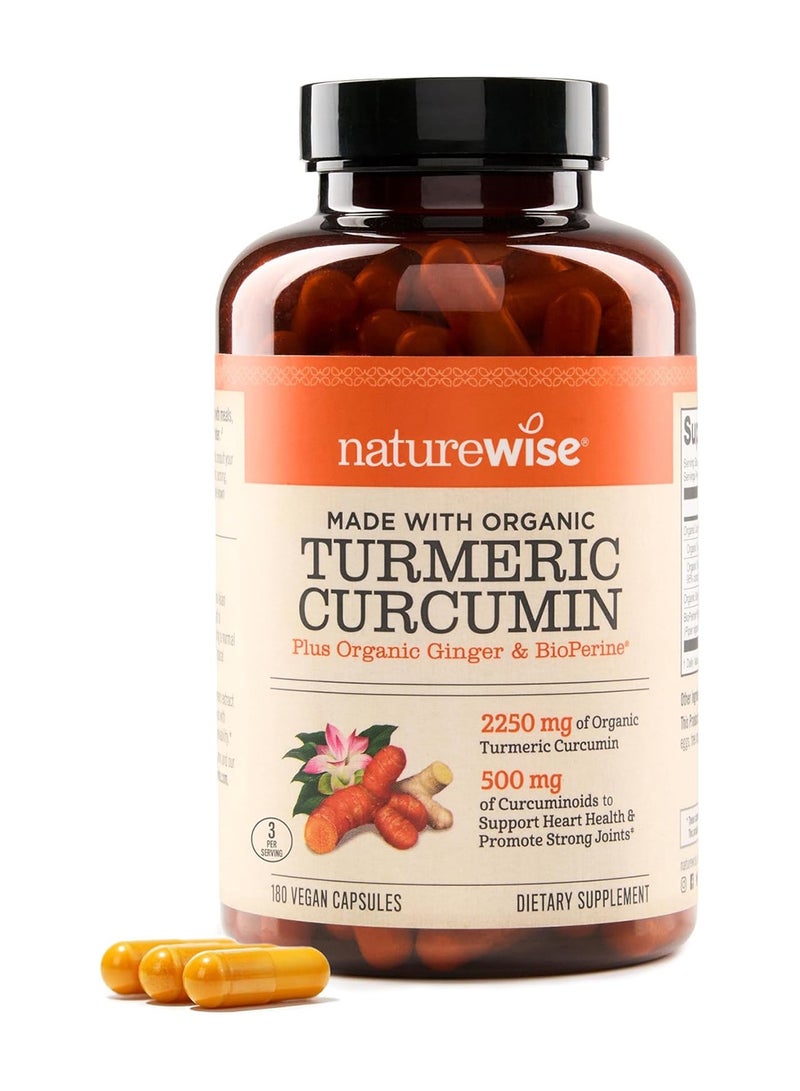 NatureWise Curcumin Turmeric Plus Ginger & BioPerine 90 Vegan Capsules - Image 1