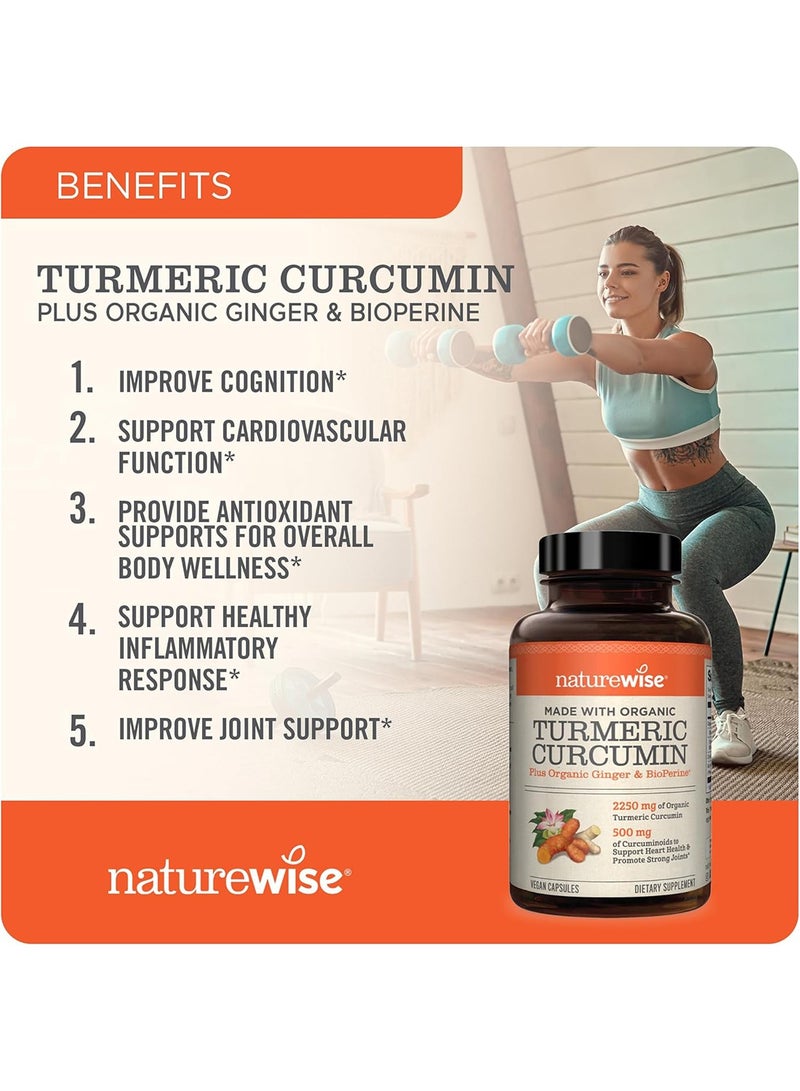 NatureWise Curcumin Turmeric Plus Ginger & BioPerine 90 Vegan Capsules - Image 3