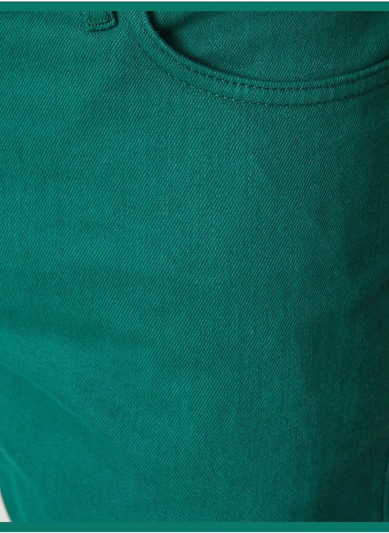كوتون Basic Canvas Shorts Buttoned Pocket Detailed