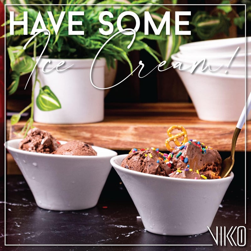 Vikko White Soup Bowls Set of 4 Ceramic White Bowls 10 Ounce Versatile Salad Soup Bowl or Dessert Bowl Elegant Shape Dishwasher Safe - Image 5