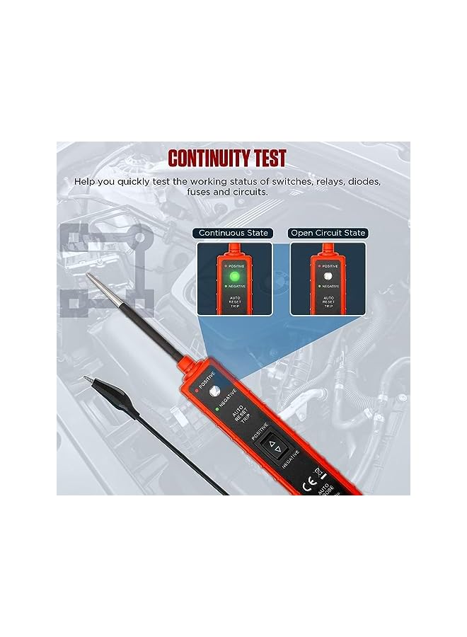 PROMASS Automotive Circuit Tester, Test Light Automotive with 4M Test Lead, 6V 12V 24V DC Led Light Tester Fuse Tester, Circuit Tester Auto 12V Electrical System Tool for Car Truck Marine Motorcycle SUV Boat  - Image 2