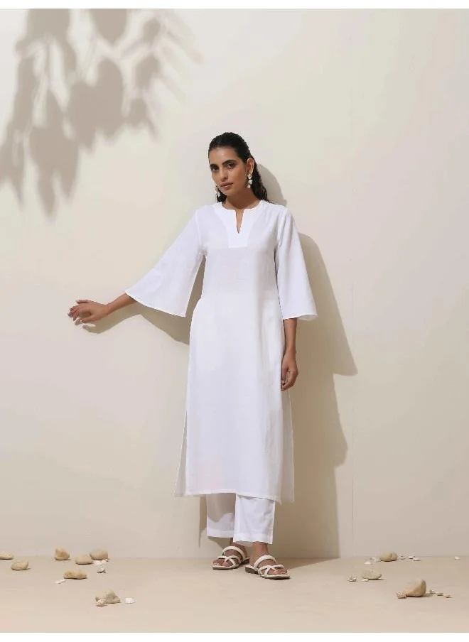 ترو برونز trueBrowns White Cotton Kurta Pant Set