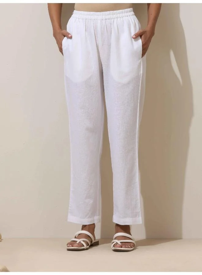 trueBrowns trueBrowns White Cotton Kurta Pant Set