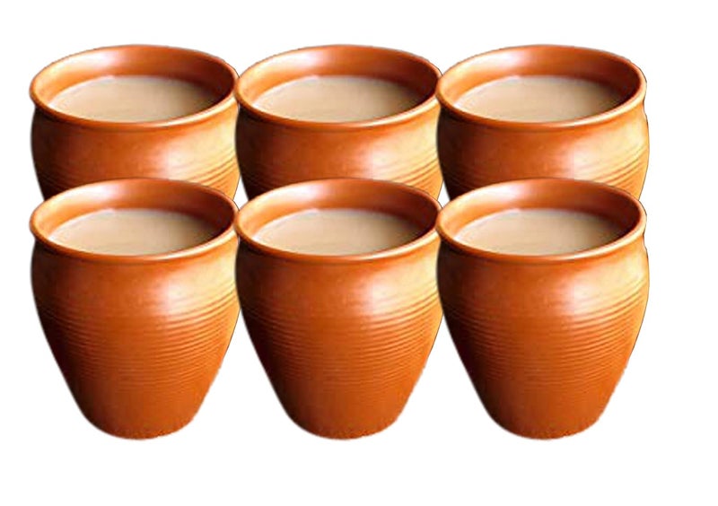 Pure Source India Clay Coffee Cup 6 Pieces Brown 150 ml - Image 5