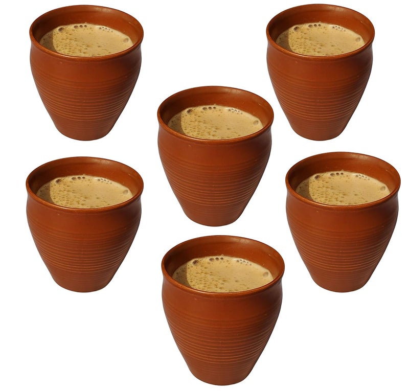 Pure Source India Clay Coffee Cup 6 Pieces Brown 150 ml - Image 1