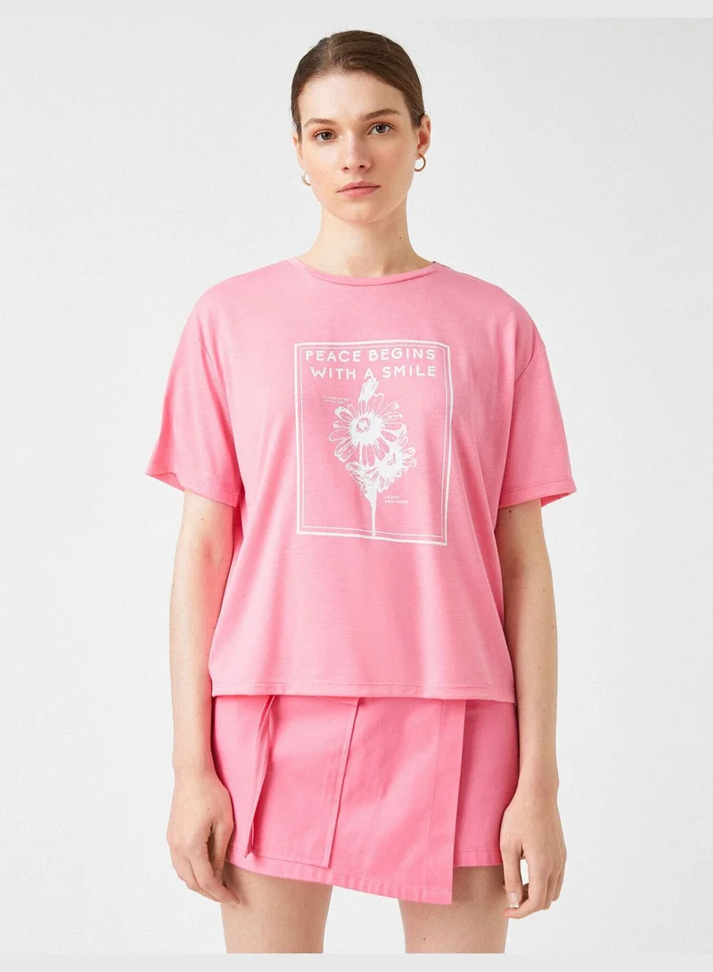 KOTON Printed T-Shirt Crew Neck