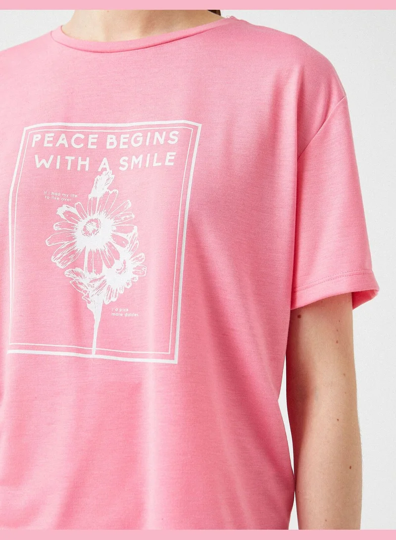 KOTON Printed T-Shirt Crew Neck