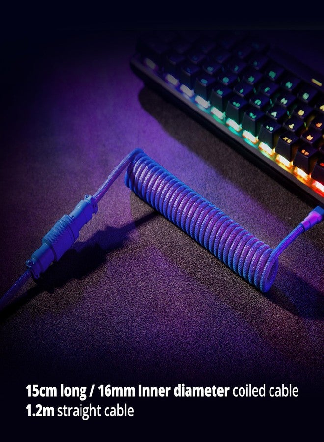 GUNMJO Pro Custom Coiled USB C Cable for Gaming Keyboard, Double-Sleeved Mechanical Keyboard Cable with Detachable Metal Aviator, 1.5M USB-C to USB-A, Nebula Color - Image 5