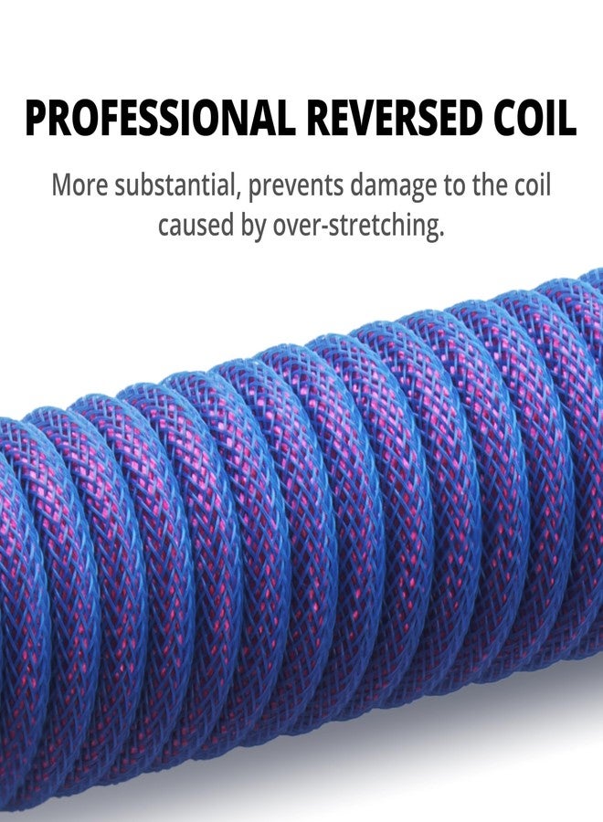 GUNMJO Pro Custom Coiled USB C Cable for Gaming Keyboard, Double-Sleeved Mechanical Keyboard Cable with Detachable Metal Aviator, 1.5M USB-C to USB-A, Nebula Color - Image 2