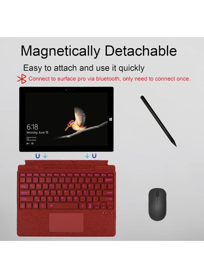 ype Cover for Microsoft Surface Pro 11 / Pro 10 / Pro 9 / Pro 8 / Pro X, 13 inch, Ultra Slim Wireless Bluetooch Keyboard with Touchpad (wine Red with Backlit) - Image 4