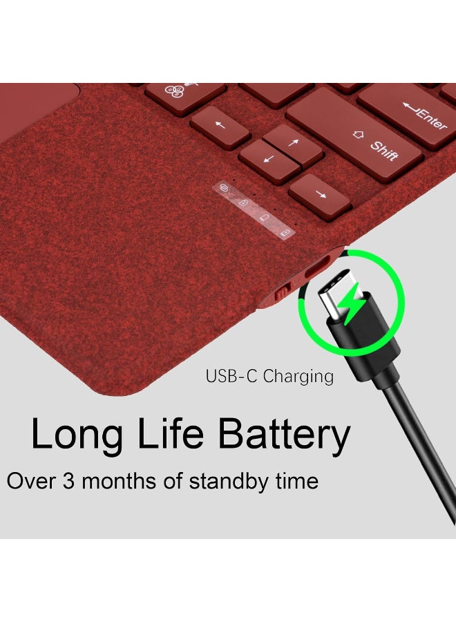 ype Cover for Microsoft Surface Pro 11 / Pro 10 / Pro 9 / Pro 8 / Pro X, 13 inch, Ultra Slim Wireless Bluetooch Keyboard with Touchpad (wine Red with Backlit) - Image 2