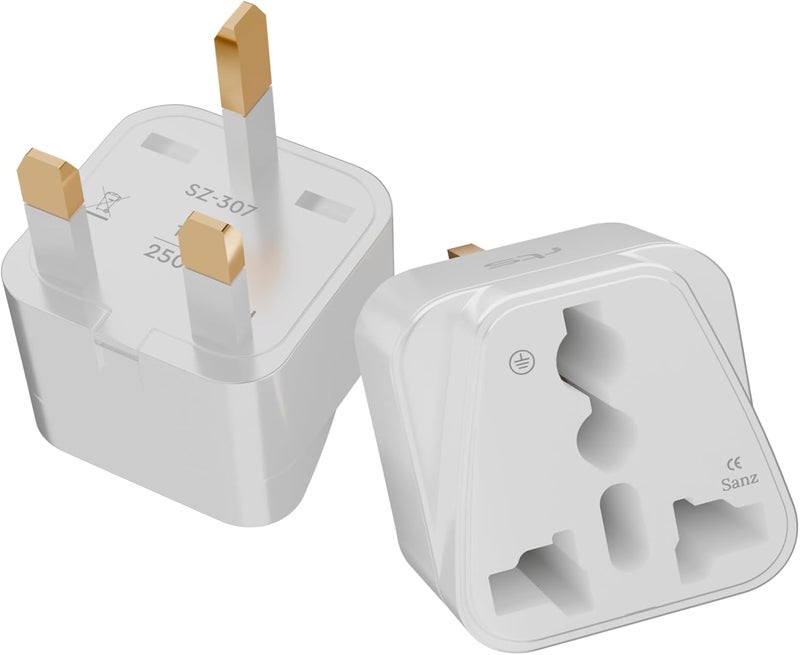 rts (2 Pack) India to England London UK Travel Plug Adapter Converter Type G Compatible with UK, UAE, Dubai, Scotland British Qatar Irish & Hong Kong - Ideal for Laptops, Mobiles, Tablets, Chargers - Image 1