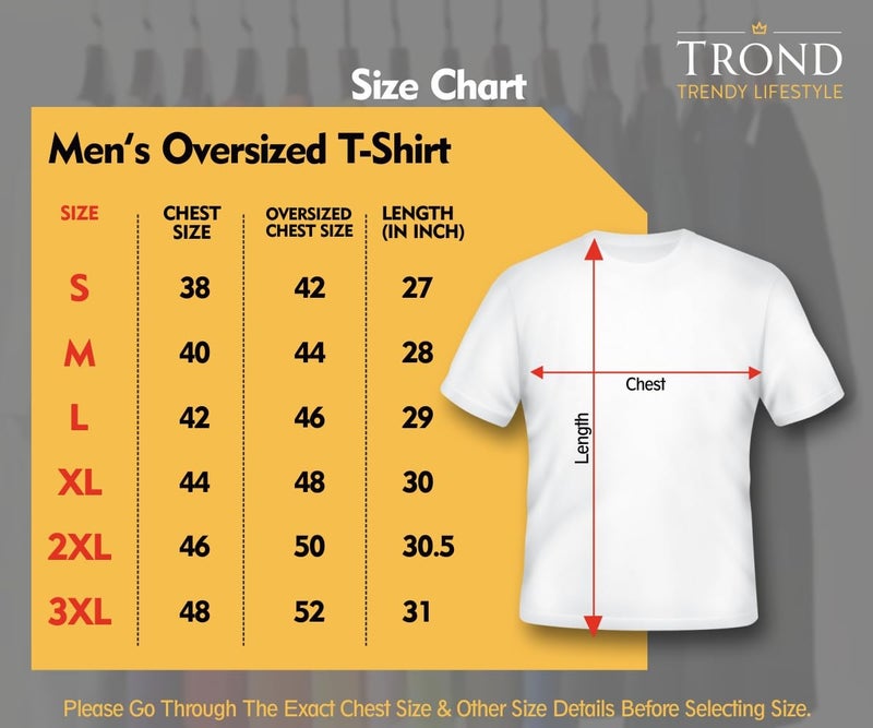 TROND®️ Premium Men's Oversized Half Sleeve Round Neck 100% Cotton Tshirt (FS49_BLK_Devil_P_Black_M) - Image 5