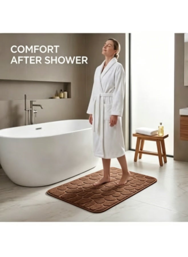 Reelyo Bath Mat, Quick Dry Rug, Absorbent Non Slip Bathroom Rugs, Soft And Cushion Rubber Backing Machine Washable Shower Floor Rugs, Bathmat Runner, Bathroom Home Decor Accessories, Washable For Bathroom, Kitchen, Toilet, Pool, Wet Areas (Coffee Brown 40*60cm） - Image 5