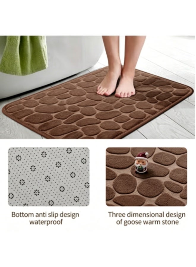 Reelyo Bath Mat, Quick Dry Rug, Absorbent Non Slip Bathroom Rugs, Soft And Cushion Rubber Backing Machine Washable Shower Floor Rugs, Bathmat Runner, Bathroom Home Decor Accessories, Washable For Bathroom, Kitchen, Toilet, Pool, Wet Areas (Coffee Brown 40*60cm） - Image 4