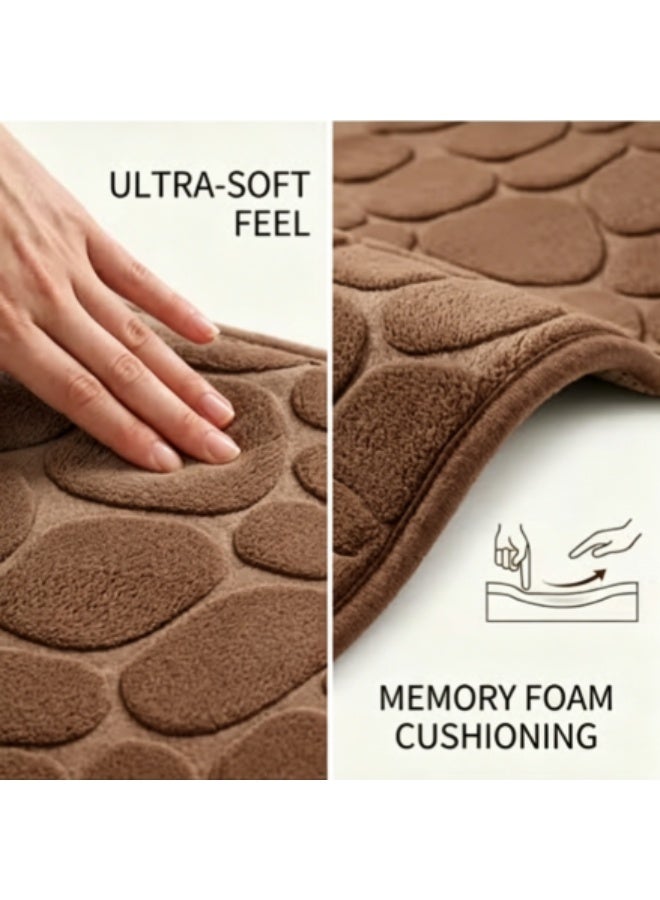 Reelyo Bath Mat, Quick Dry Rug, Absorbent Non Slip Bathroom Rugs, Soft And Cushion Rubber Backing Machine Washable Shower Floor Rugs, Bathmat Runner, Bathroom Home Decor Accessories, Washable For Bathroom, Kitchen, Toilet, Pool, Wet Areas (Coffee Brown 40*60cm） - Image 3