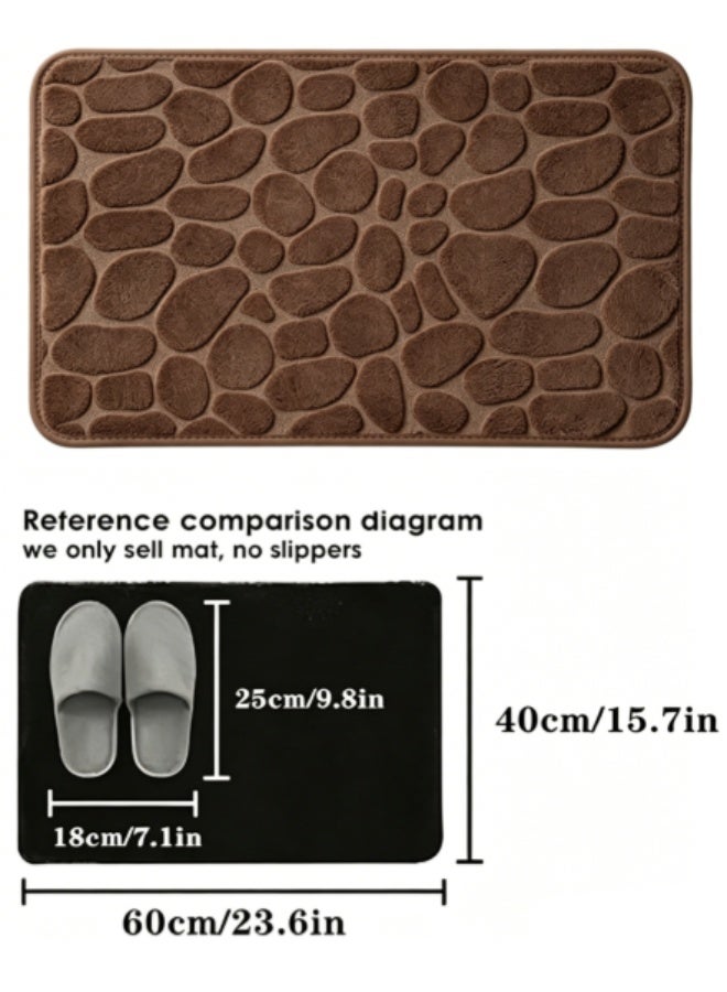 Reelyo Bath Mat, Quick Dry Rug, Absorbent Non Slip Bathroom Rugs, Soft And Cushion Rubber Backing Machine Washable Shower Floor Rugs, Bathmat Runner, Bathroom Home Decor Accessories, Washable For Bathroom, Kitchen, Toilet, Pool, Wet Areas (Coffee Brown 40*60cm） - Image 2