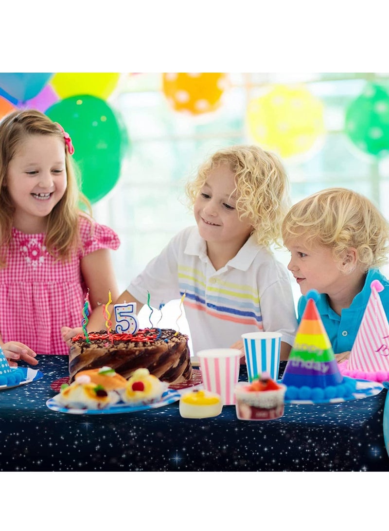 SOLARAE Tablecloth Space, Plastic Galaxy Table Cloth All Printed Starry Sky, Waterproof Oil Proof Galaxy Party Tablecloth Star Tablecloth 2 Pack 54'' x 108'' - Image 3