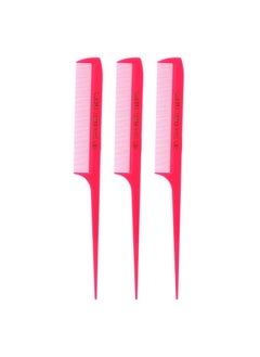 Allegro Combs Allegro Combs 441 Rat Tail Combs Braiding Parting Fine Teeth Rattail Set For Hair Styling For Hair Coloring 3 Units Neon Pink 
