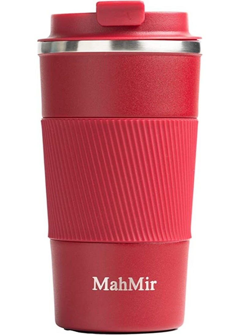Tumbler Stainless Steel Vacuum Insulated Travel Mug Water Coffee Cup for Home Office Outdoor Works Great for Ice Drinks and Hot Beverage 510ml Red