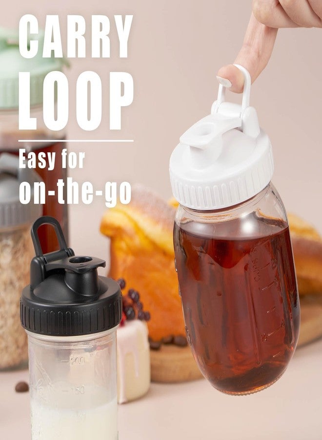 AoeJarry 4 Pack Regular Mouth Mason Jar Pour Spout, Mason Jar Pitcher Lids with Leakproof Airtight Flip Cap, Reusable Plastic Canning Lids for Drinking Salad Dressing Pouring, Ball Jar Lids, Black & White - Image 3
