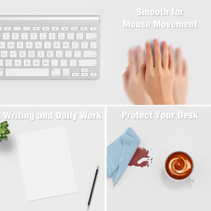 Hsurbtra Desk Pad, 30" x 14" PU Leather Desk Mat, XL Extended Mouse Pad, Waterproof Desktop Blotter Protector, Non-Slip Ultra Thin Large Laptop Keyboard Writing Mat for Office Home, White - Image 4