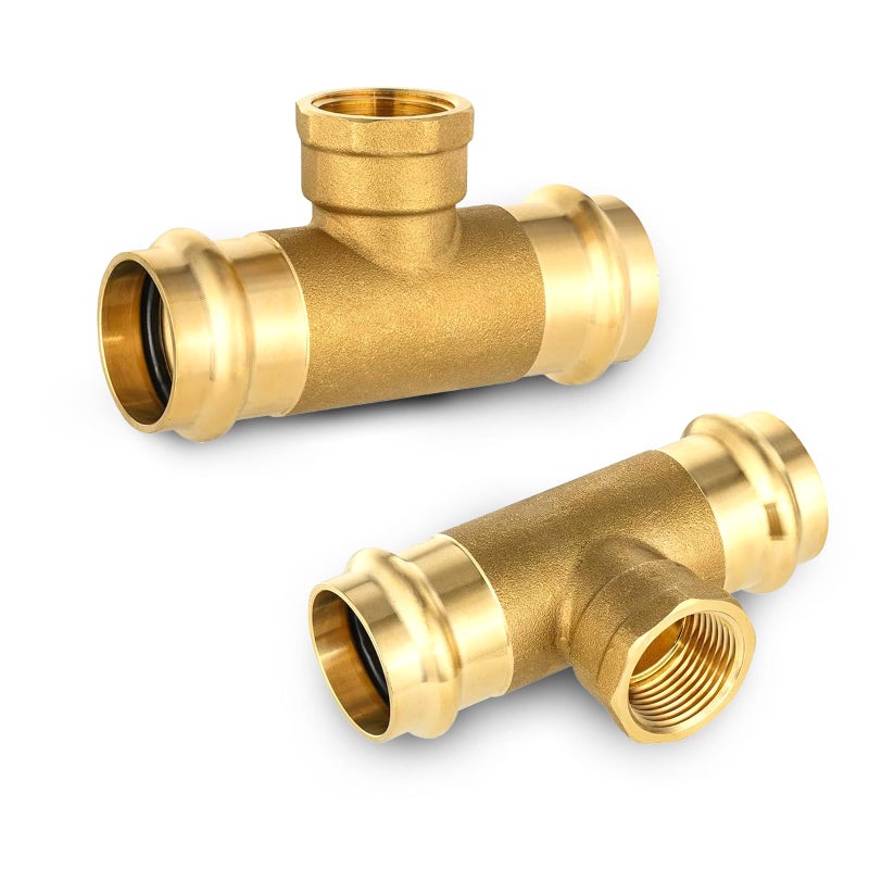 HeSun 2Pack HeSun Copper Pressure Fitting Tee 1PRESS x 1PRESS x 34Female NPT Tee LF Brass - Image 2