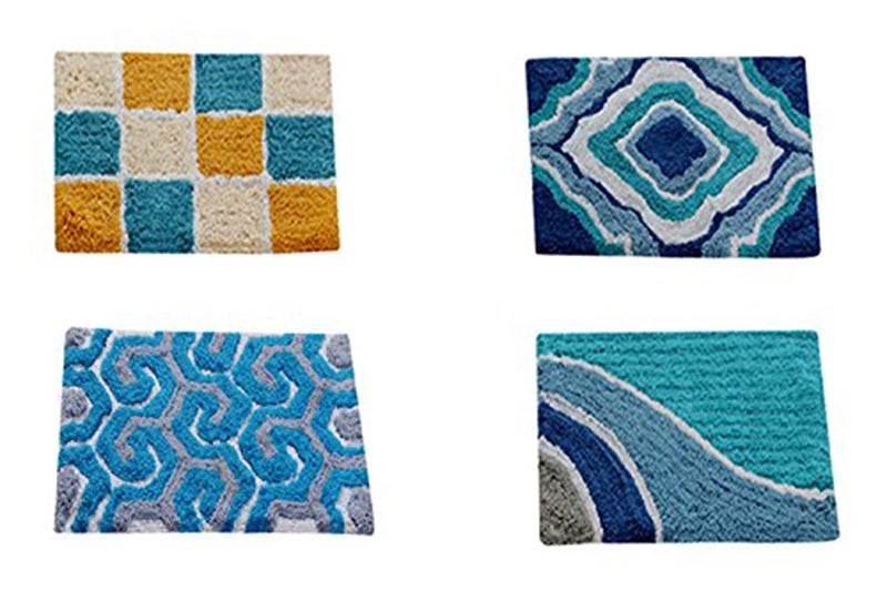 AAZEEM Abstract 4 Piece Cotton Door Mat Set - 16" x 24", Multicolour (Multi) - Image 1