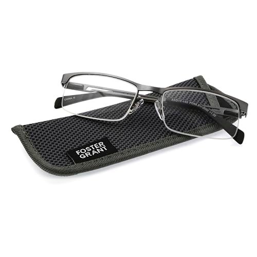 Foster Grant Men's Lamar Rectangular Reading Glasses, Gunmetal/Transparent, 59 mm - Image 2