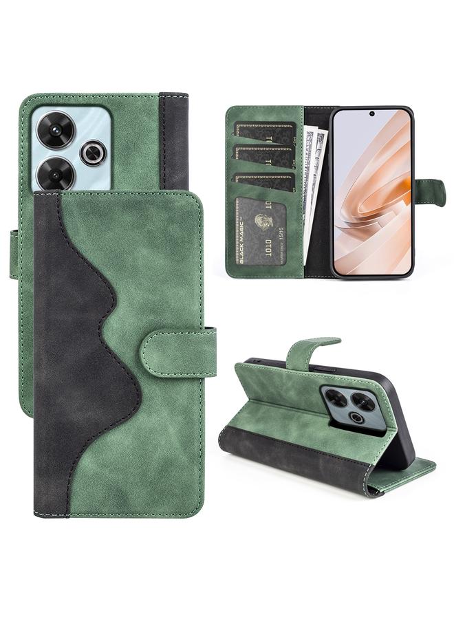 The Bros Case For Xiaomi Redmi Note 13R 5G Stitching Horizontal Flip Leather Phone Case