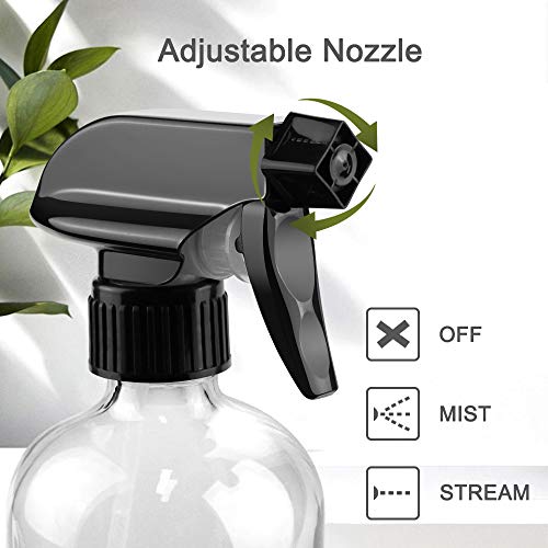 Worldgsb Glass Spray Bottles, 16oz Clear Glass Spray Bottles with Labels & Adjustable Nozzle, Reusable Containers for Cleaning Solutions, BBQ, Food, Plants, Alcohol, Essential Oils(2 Pack) - Image 2