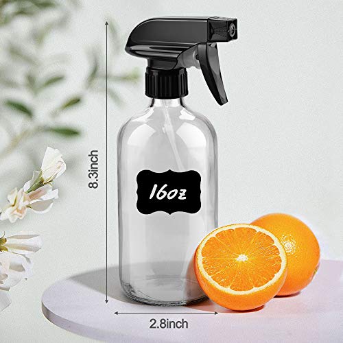 Worldgsb Glass Spray Bottles, 16oz Clear Glass Spray Bottles with Labels & Adjustable Nozzle, Reusable Containers for Cleaning Solutions, BBQ, Food, Plants, Alcohol, Essential Oils(2 Pack) - Image 5
