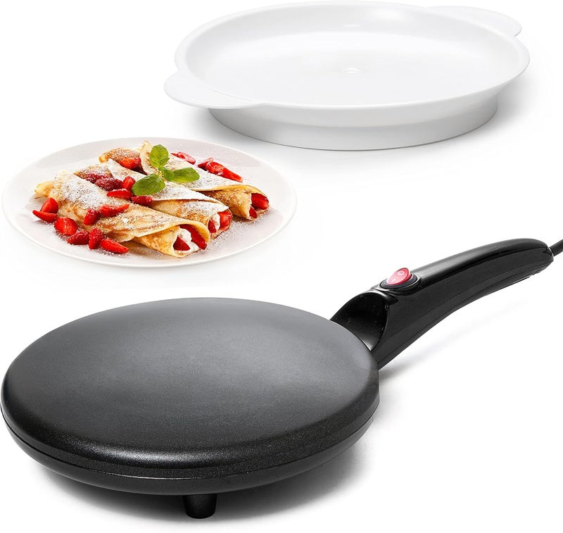 Moss & Stone Electric Crepe Maker – 8” Portable Crepe Pan Nonstick with Dipping Plate, Auto Shut-Off, On/Off Switch, Even Heating & One Automatic Temperature Control – Compact Crepe Maker - Image 1
