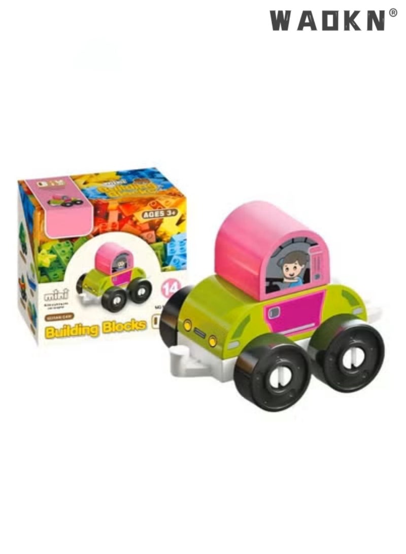 WAOKN New Kids Early Education Easy Assembling Building Blocks Toy Cars Cute and Fetching City Transportation Vehicle Series Sedan Car Preschool Boys and Girls Ages 2-5