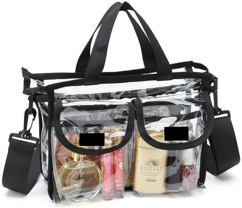 LYF5STAR Transparent Light Weight Womens Shoulder Handbag  Suitable for Makeup Organizer Cosmetic Bag Toiletry Travel and Office  Transparent and Handy Cosmetic Organizer 27 x 10 x 20cm - Image 1