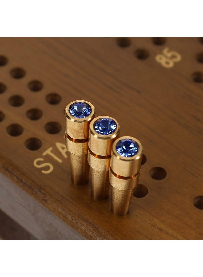 WE Games Brass Cribbage Pegs with Austrian Crystals - Set of 3 - Saphire Blue - Image 2